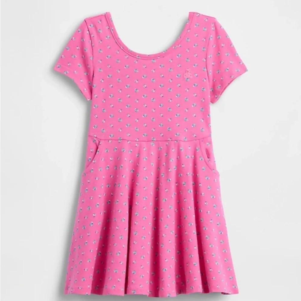 GAP Bright Pink Floral Pocket Skater Dress